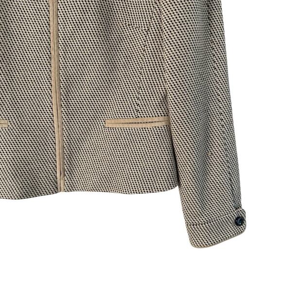 Carlisle Vintage 90s Woven Wool Blazer Jacket Tan Black High Collar Zip Up, Sz 4 - Picture 5 of 12